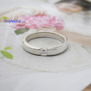 แหวนเพชร-แหวนเงิน-เพชรสังเคราะห์-เงินแท้ 925-Diamond Cz-silver-wedding-ring-finejewelthai - R1179cz