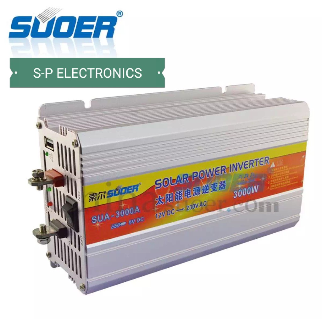 ภาพสินค้าSuoer อินเวอร์เตอร์ 12V 3000VA 12V to 220V Portable Smart Power Inverter(แถมสายต่อแบต) จากร้าน sp_electronics บน Shopee ภาพที่ 4