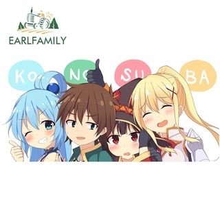 Earlfamily สติกเกอร์กันน้ํา กันรอยขีดข่วน พิมพ์ลาย Konosuba Aqua 13 ซม. x 6.1 ซม. สําหรับตกแต่งรถยนต์