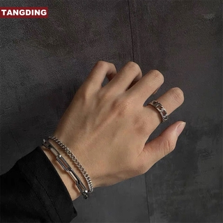 ภาพหน้าปกสินค้า【Tangding】สร้อยข้อมือ สเตนเลส แบบสองชั้น สไตล์ฮิปฮอป สําหรับผู้ชายและผู้หญิง ซึ่งคุณอาจชอบสินค้านี้