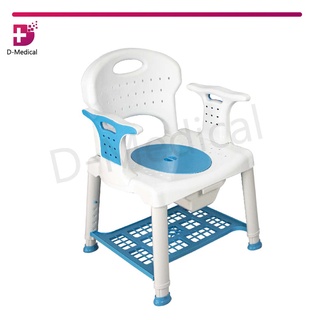 เก้าอี้นั่งถ่าย พลาสติก เก้าอี้นั่งอาบน้ำ รุ่นY357U มีพนักพิงหลัง พร้อมถังรองสิ่งปฎิกูล