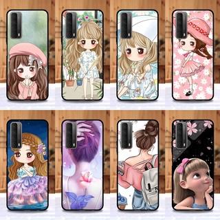 เคส Huawei Y7A ลายการ์ตูนผู้หญิง ขอบนิ่มหลังแข็ง เคสมือถือ เคสโทรศัพท์ Case เคส TPU ขอบนิ่มหลังแข็ง ไม่ขูดตัวเครื่อง