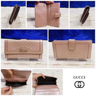 👝: GUCCI Patent Guccissima Script Continental Wallet Rose Beige แท้💯%