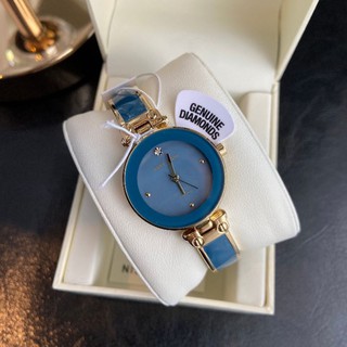 🎀 (สด-ผ่อน) A นาฬิกา สีฟ้าน้ำเงิน ทอง 29 มิล Anne Klein  Womens Diamond-Accented Bangle Watch