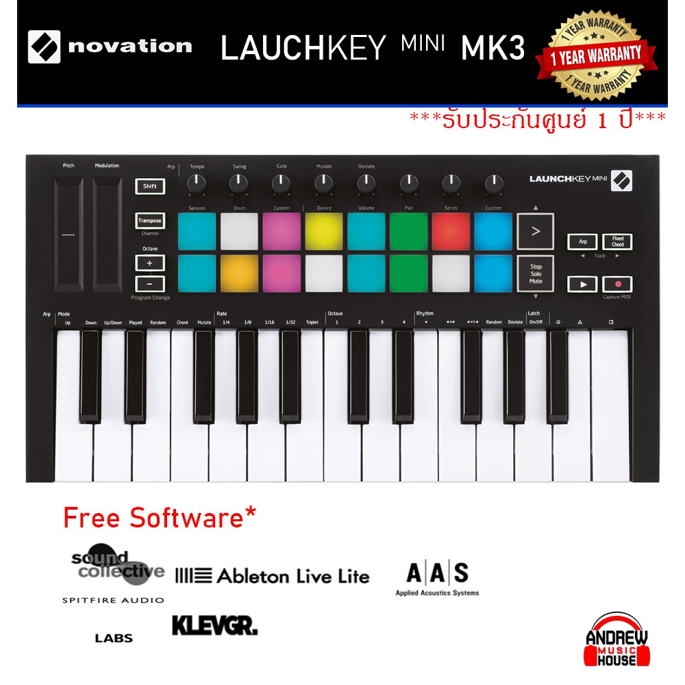 novation-launchkey-mini-mk3-usb-midi-keyboard-controller-25-key-ของแท้-รับประกันศูนย์-1-ปี