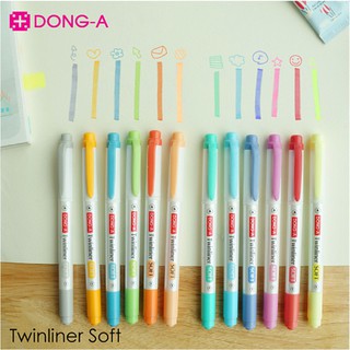 สินค้า ปากกาไฮไลท์สีพาสเทล Dong A Twinliner Soft Pastel