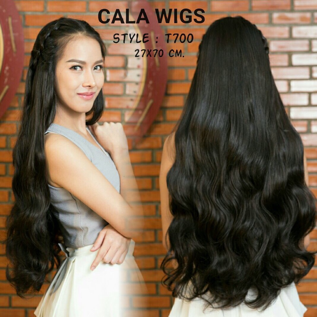 แฮร์พีช-hairpiece-แฮร์พีชcalawigsราคาส่ง-รหัสt700กว้าง28cmยาว70cm-ชิ้นหนาพิเศษไหมด้านเหมือนผมจริง-แฮร์พีชลอนปลาย