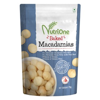 ❤️ไม่แท้คืนเงิน❤️ NutriOne Baked Macadamias 75g แมคคาเดเมียส์อบ ไม่มีเกลือ หวานมัน ละมุนลิ้น