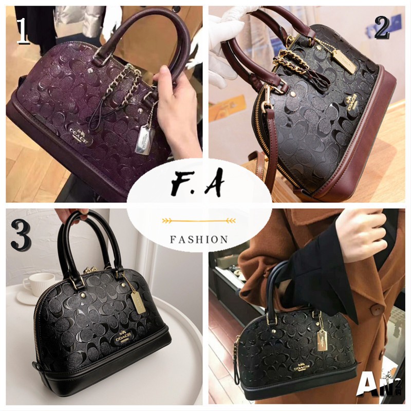 f-a-ของแท้-100-coach-55450-กระเป๋าสะพายข้างผู้หญิง-ladies-small-handbag-patent-embossed-leather-shell-bag-handbag