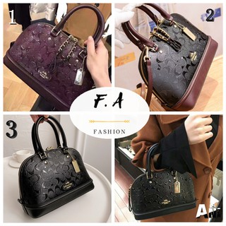 F.A (ของแท้ 100%) COACH 55450 กระเป๋าสะพายข้างผู้หญิง Ladies Small Handbag  Patent Embossed Leather  Shell Bag  Handbag