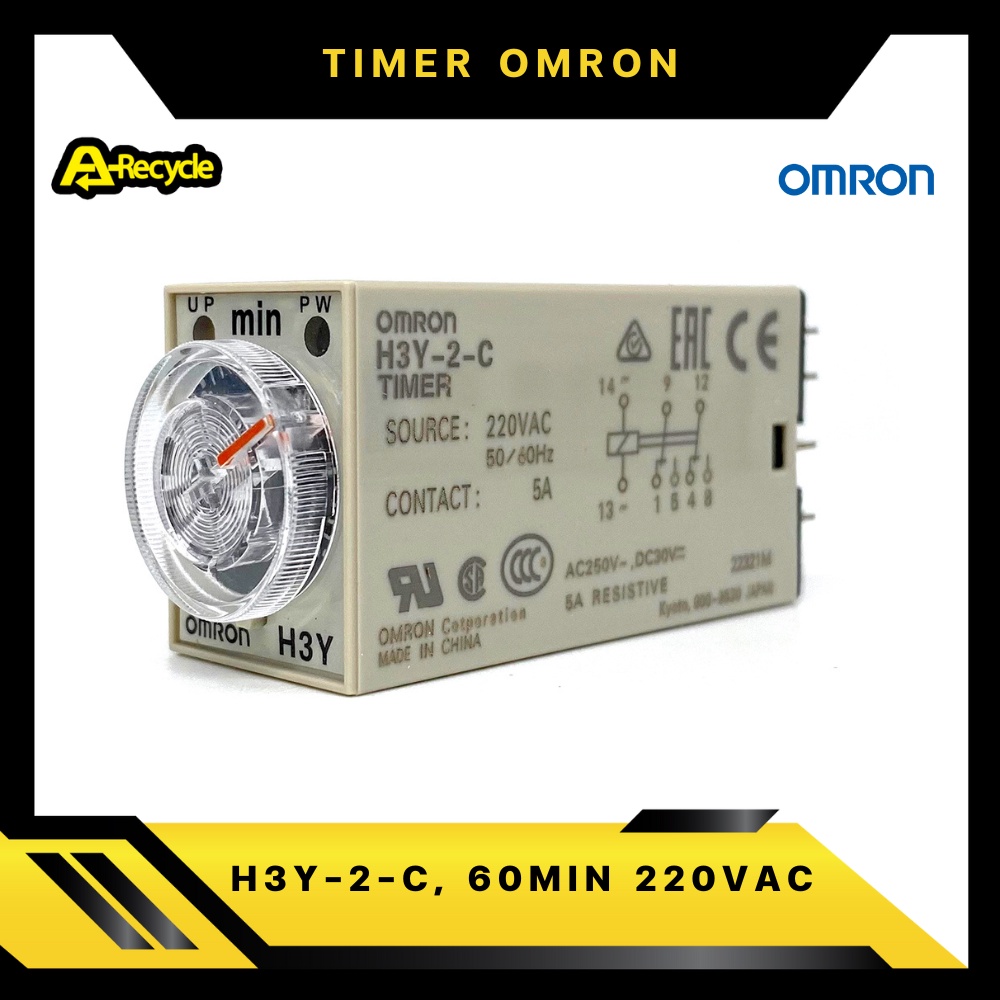 omron-h3y-2-c-60min-220vac-timer-relay-omron-2-contact-8-ขา