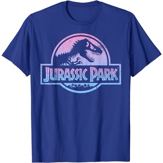 เสื้อยืด พิมพ์ลายโลโก้ Jurassic Park ไล่โทนสีชมพู สีฟ้า
