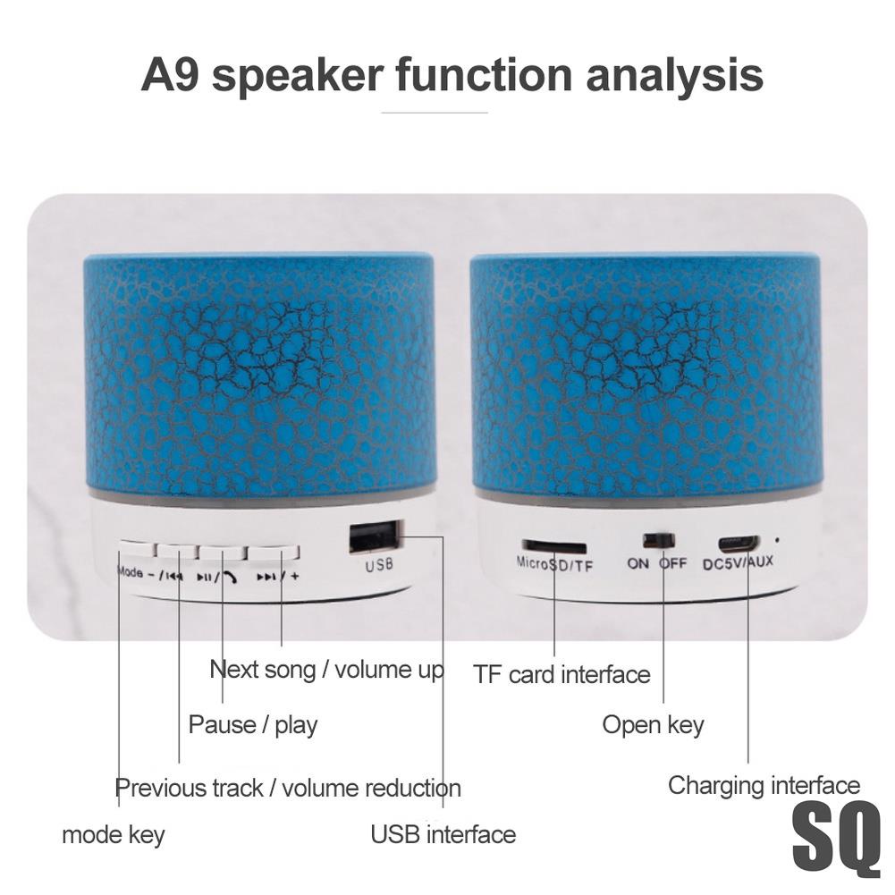 ลําโพงบลูทูธ-a9-ขนาดเล็ก-พร้อมไฟ-led-แบบใส-สีสันสดใส
