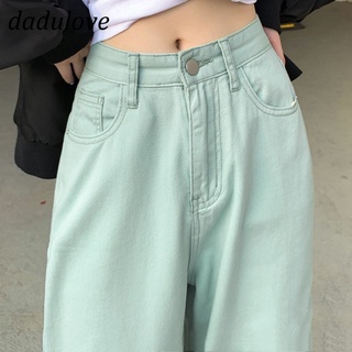 DaDulove💕 2022 Summer New Korean Version Straight Loose Wide Leg Pants High Waist Slim Fashion Mint Green Jeans