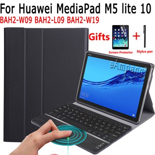 เคสคีย์บอร์ดทัชแพดไทยสำหรับ Huawei Mediapad M5 Lite 10.1 BAH2-W09 BAH2-L09 BAH2-W19 หนัง Pu กันกระแทกฝาพับแม่เหล็กที่ถอดออกได้แป้นพิมพ์ แทร็กแพดบลูทู ธ