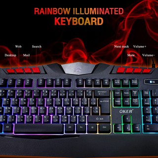 ภาพหน้าปกสินค้าOKER  KM-986 KM-986G คีย์บอร์ดThe Clympus RGB Voice Control Rainbow Illuminated Gaming Keyboard ที่เกี่ยวข้อง