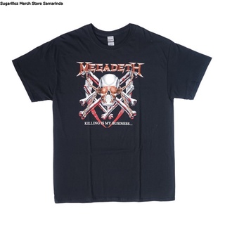 คอลูกเรือเสื้อยืดคอกลมเสื้อยืด พิมพ์ลายวง Megadeth Killing Is My Business TS - L สําหรับผู้ชายผ้าฝ้ายแท้