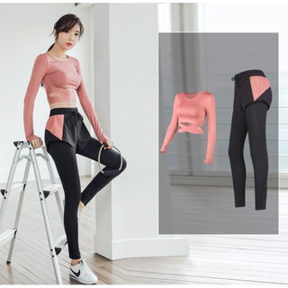 สินค้า 🔥พร้อมส่ง (ขายแยกชิ้น)ชุดออกกำลังกายผู้หญิง เสื้อครอปแขนยาว กางเกงขายาว รวมรุ่น Mix116,117
