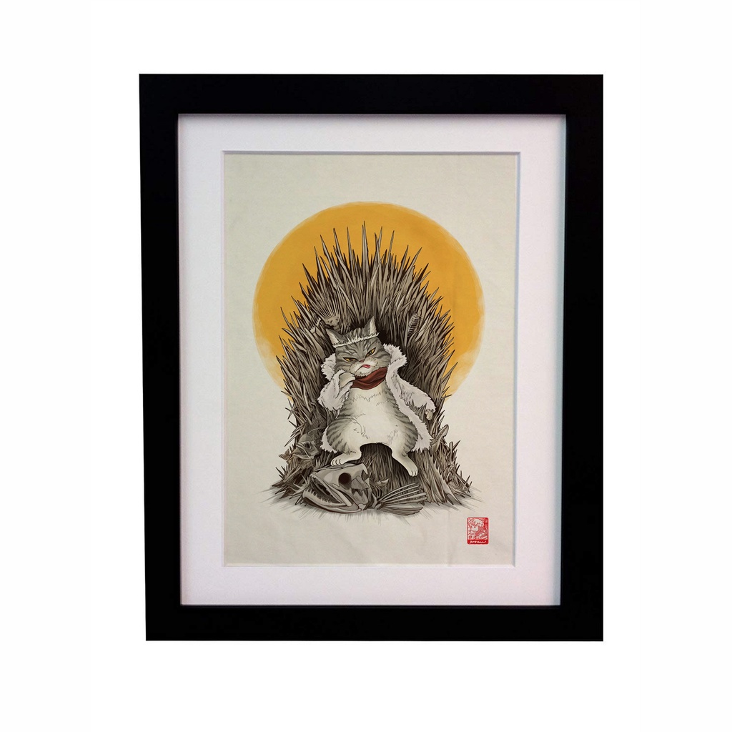 ผ้าแคนวาส-พิมพ์ลาย-ราชาแมว-ไม่มีกรอบ-ขนาด-34-5x48-5-ซม-cat-of-throne-fabric-art-canvas-no-frame-size-34-5x48-5-cm