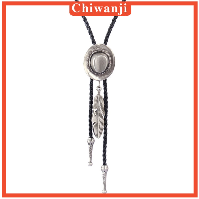 chiwanji-สร้อยคอหนัง-pu-สีดําสไตล์คาวบอย-bolo-tie-bola