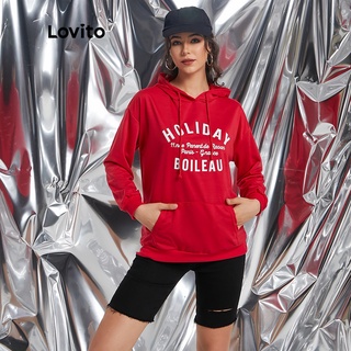 ภาพหน้าปกสินค้าLovito เสื้อกันหนาวเสื้อฮู้ดดี้พิมพ์ลายตัวอักษร L09076 (สีแดง) ที่เกี่ยวข้อง