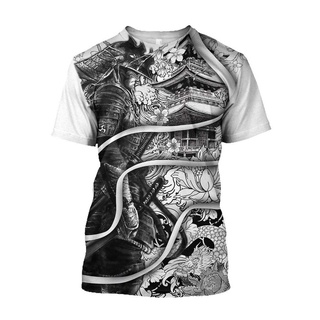 เสื้อยืดวินเทจเสื้อยืด ลาย Samurai and Dragon 3D สไตล์ญี่ปุ่น ไซซ์ XS-4XL NO.1 2022S-5XL