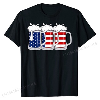 เสื้อยืดโอเวอร์ไซส์เสื้อยืด ผ้าฝ้าย พิมพ์ลายธงอเมริกันเบียร์ 4th Of July USA Merica สําหรับผู้ชายS-5XL