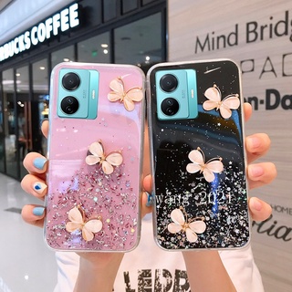 Ready Stock 2022 New Phone Case เคส VIVO T1 5G Y01 T1x Y15s Y15A 2021 Casing Glitter Three Dimensional Cute Butterfly Protective Soft Case เคสโทรศัพท