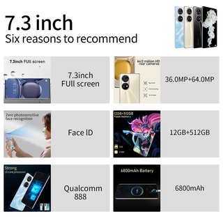 ภาพขนาดย่อของภาพหน้าปกสินค้าP50 Pro Hauwei โทรศัพท์ สมาร์ทโฟน 7.5 นิ้ว ขั้นตอนการธนาคาร 16GB+512GB คอร์สออนไลน์ Nova8 Pro Android โทรศัพท์มือถือ จากร้าน _1_lc42jx5 บน Shopee