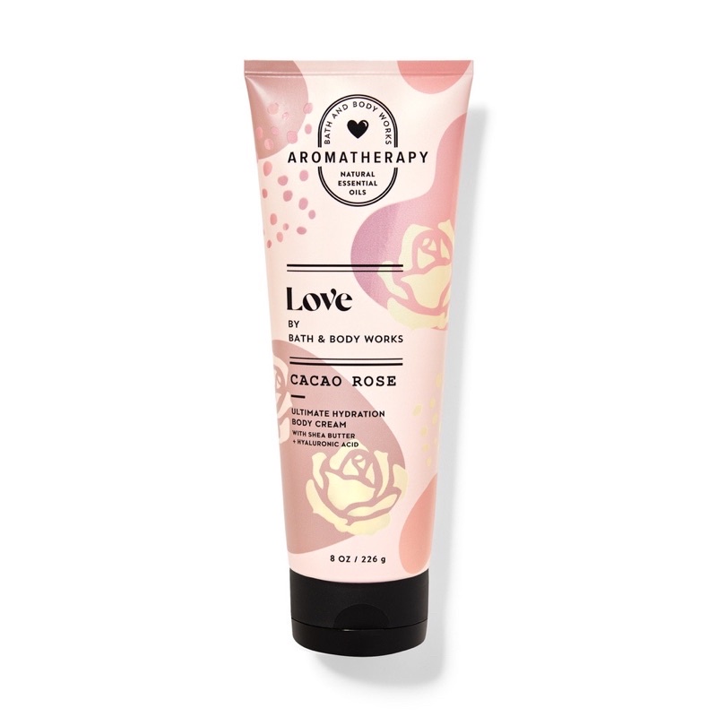 (แท้100)มือ2สภาพ95bath & body works body cream Aromatherapy love cacao rose 226ml. Shopee