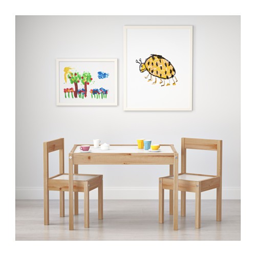 เล็ทท์-โต๊ะ-เก้าอี้-2-ตัวทำจากไม้สน-สำหรับเด็กเล็ก-สีขาว