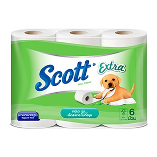 (แพ็ค 6 ม้วน) Scott Extra Regular Roll Tissue สก๊อตต์® เอ็กซ์ตร้า กระดาษชำระ ขนาดความยาวมาตรฐาน