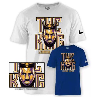 เสื้อวินเทจผญ - NIKE LeBron James พิมพ์เสื้อแขนสั้นสําหรับผู้ชาย (สีขาวและสีน้ําเงิน)