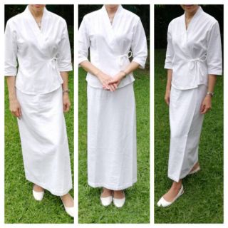 สินค้า ชุดขาวแบบเสื้อญี่ปุ่น ผ้าถุง งานผ้าฝ้าย (ตามรูปราคาต่อชิ้น)​