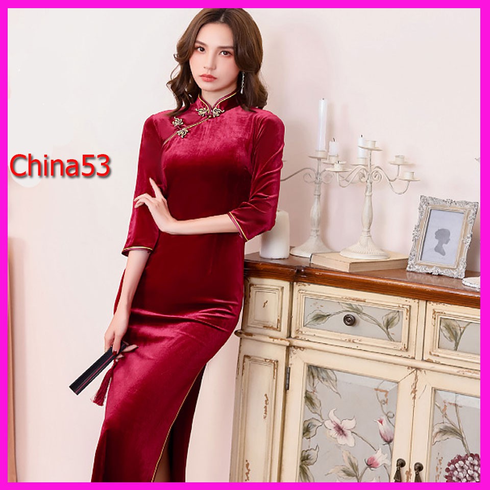 china-girl53-ชุดกี่เพ้าจีนสีแดง