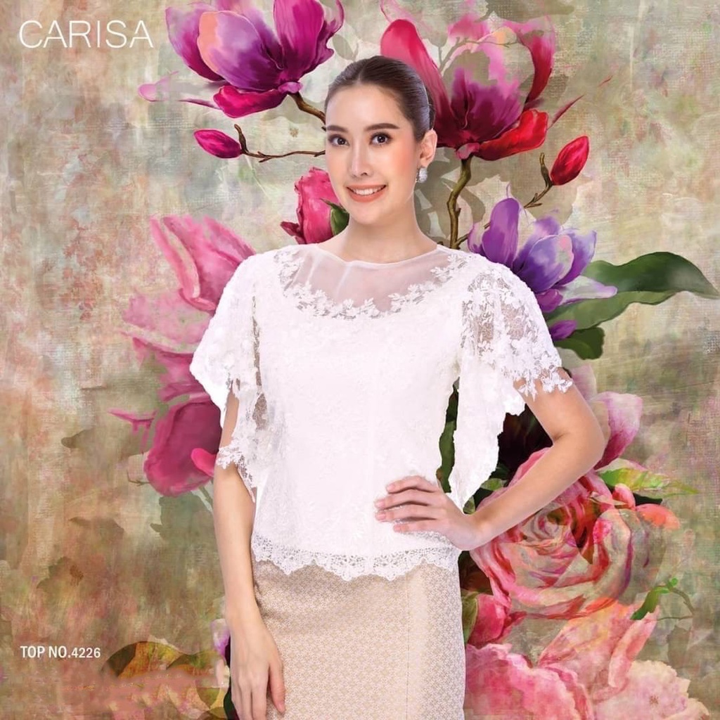 carisa-เสื้อลูกไม้-ชุดไทย-ลายลูกไม้ละเอียด-คอปาดเล็กน้อย-ผ้าตะข่ายซีทรูละเอียดเนียนไปกับผิว-มีซับใน-4226