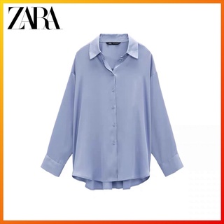 Zara เสื้อเชิ้ตแขนยาว ผ้าซาติน แบบเรียบ