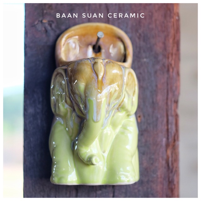 baansuan-ceramic-แจกันแขวนผนัง-เซรามิค-กระถางปลูกต้นไม้-แจกันติดผนัง-รูปช้าง-กระถางไม้น้ำ