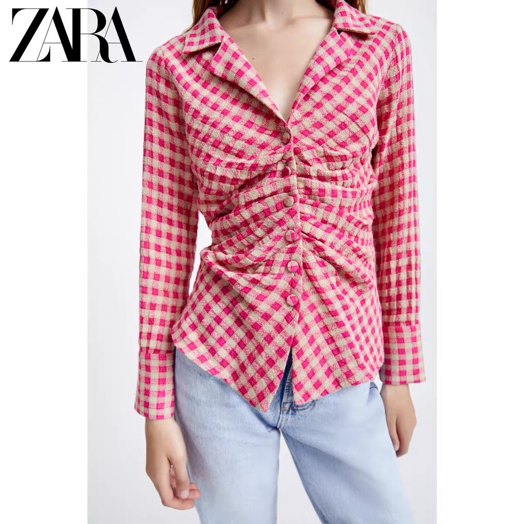 zara-เสื้อเชิ้ตลายสก๊อต-แฟชั่นฤดูหนาว-สําหรับผู้หญิง