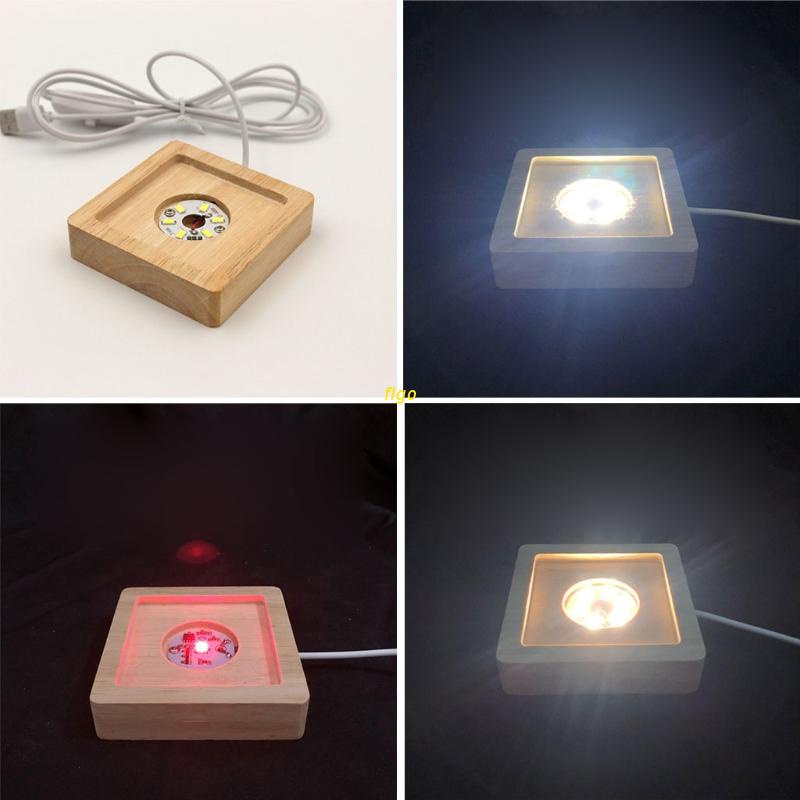 flgo Wood Light Display Base Wooden LED Display Base Crystal Glass ...