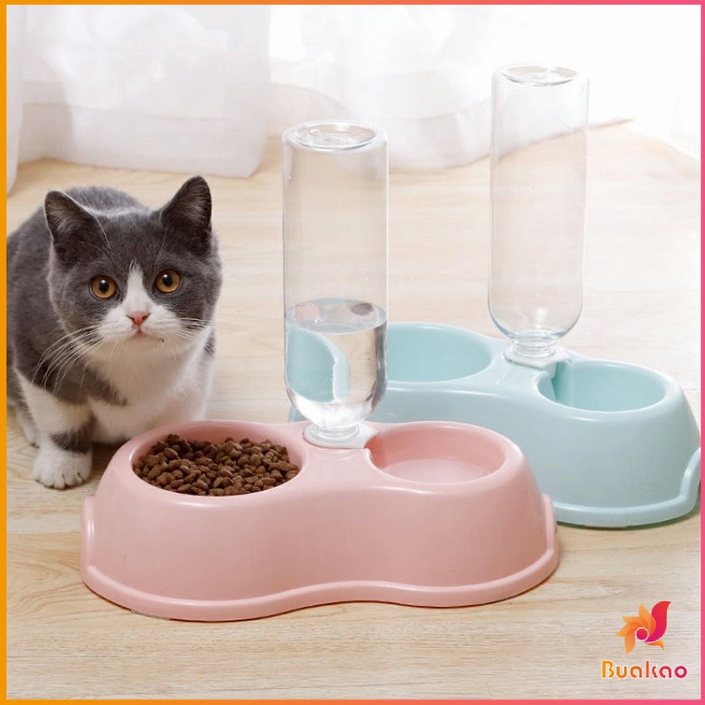 buakao-ชามให้อาหาร-พร้อมน้ำสำหรับสุนัขและแมว-แบบ-2-หลุม-พร้อมขวดน้ำ-ชามพกพา-pet-feeding-bowl