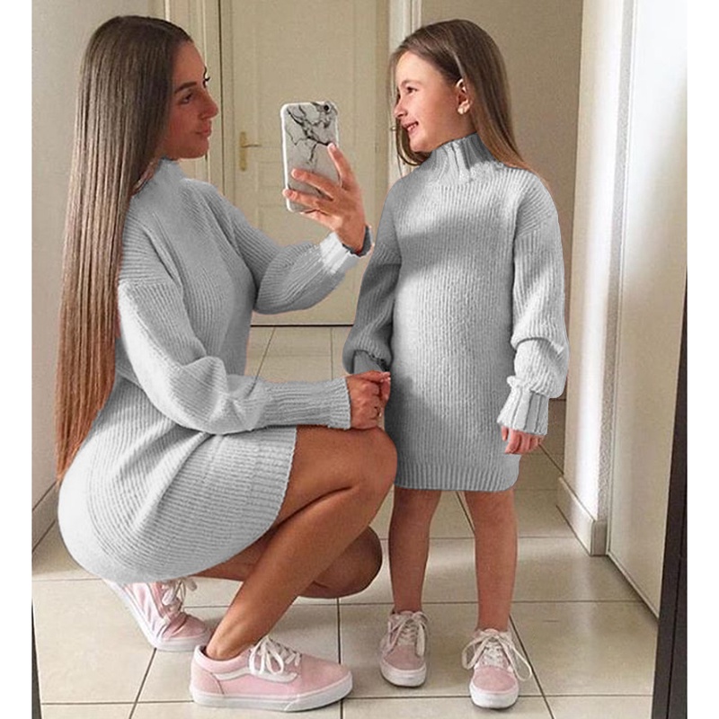 2020 New Baby Girl Clothes Mom Winter Clothes Solid Knitted Sweater