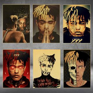 โปสเตอร์สติกเกอร์ แร็ปเปอร์อเมริกันคลาสสิก Xxxtentacion คุณภาพสูง สไตล์เรโทร สําหรับติดตกแต่งผนังบ้าน