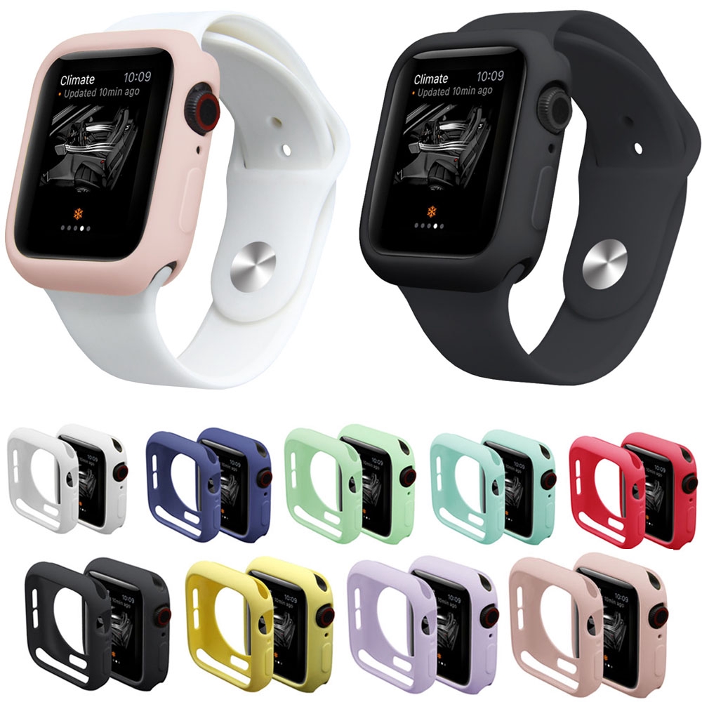 ราคาและรีวิวSilicone case For Apple Watch 6 SE 5 4 40mm 44mm Jelly color soft shell for iwatch series 3 2 1 38mm 42mm Cover