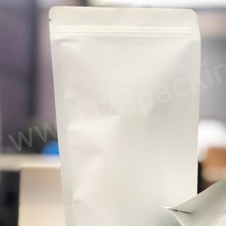 ถุงซิปล็อค ถุงกระดาษคราฟท์ ใส่ขนม สีขาวทึบ เนื้อด้านในเป็นฟอยล์ รุ่นก้นตั้งได้ ถูกชัวร์ [50 ใบ] - 123packing