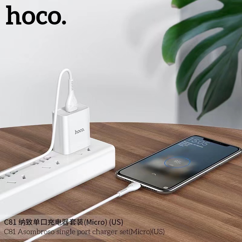 โค้ดmtel22-20-hoco-c81-หัวชาร์จ-ชุดชาร์จหัว-สาย-1usb-2-1a-สินค้าใมห่-ล่าสุด-ของแท้100-พร้อมส่ง