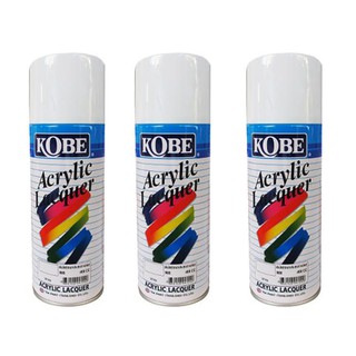 KOBEสีพ่นสเปรย์ สีเสปรย์ สีอะคริลิค ใช้งานได้หลากหลาย สีสวยสดทนนาน รุ่น 900 สีขาว (3กระป๋อง)ราคาส่ง