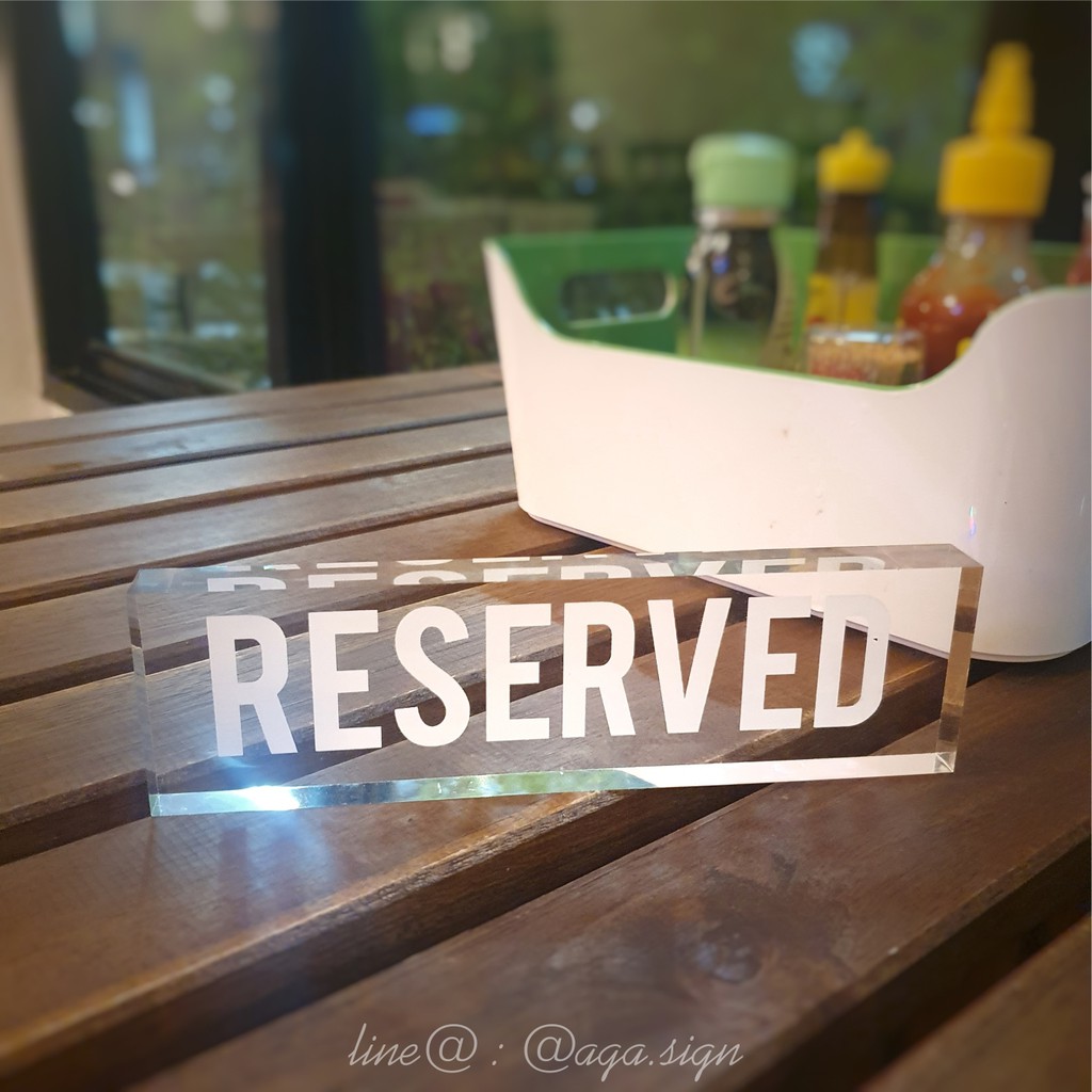 ป้ายจอง-อะคริลิคใส-ข้อความ-reserved-5-18ซม-สำหรับร้านอาหาร-คาเฟ่-โรงแรม