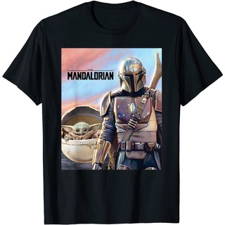 ROUND คอลูกเรือเสื้อยืด ผ้าฝ้าย พิมพ์ลาย Star Wars The Mandalorian สําหรับเด็ก-4XL