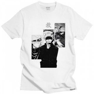 ราคาต่ำสุด!!เสื้อยืดผ้าฝ้าย แขนสั้น พิมพ์ลาย Manga Satoru Gojo Jujutsu Kaisen สําหรับผู้ชาย S-4XL